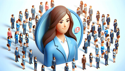 3D Flat Icon: Corporate Persona - Business Professional Exuding Confidence and Success in People and Portrait Theme, Isolated White Background