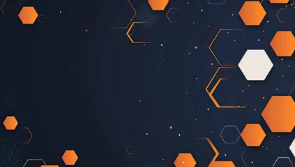 ark blue background with orange and white hexagons vector presentation design template