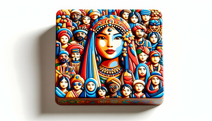 Cultural Tapestry: Celebrating Diversity with Vibrant Portraits of People from Around the World in 3D Flat Icon Style - People and Portraits Theme on Isolated White Background