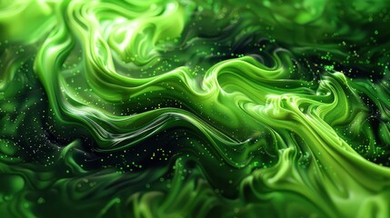 green liquid fractals, hyperdetailed, hyperrealistic, high resolution, high contrast art in the style of octane render on artstation, full of green and black swirls
