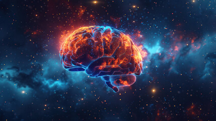 Human brain levitating in space