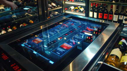 Automated wine tasting system in enoteca, wine boutique