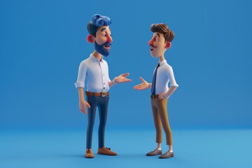Cartoon Manager and Employee Discussing Performance