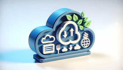 Carbonless Computing: Join the Zero Carbon Revolution with Cloud Solutions Caring for the Environment - 3D Icon in Cloud Computing Theme on Isolated White Background