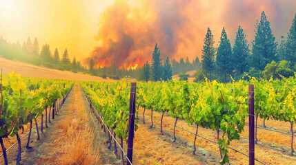 Vineyard and forest fire - grape harvest is in danger, possible smoke taint, wine spoilage,...