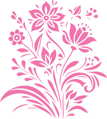 beautiful abstract flowers and leaves in vector stencil art drawing