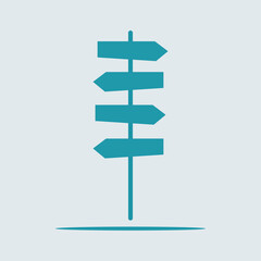 Direction, Signpost, Signboard. Side of a road. Arrow Compass Maps. Street sign. Crossroad, decision, dilemma. Trip paths. Mental Health Quizzes. Vector illustration. Eps file 204.