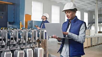 Pretty nice adult Caucasian female carefully conscientiously attentively checking product and...