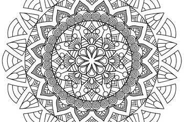 Mandala Coloring page for kids and adults Page for relaxation and meditation. Circular pattern. Decorative ornament ethnic oriental style. line art drawing coloring page. Vector illustration