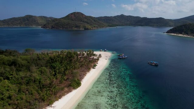 4K Aerial drone video Mount Tapyas at sunset in Coron town, Busuanga, Palawan, Philippines