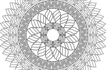 Mandala Coloring page for kids and adults Page for relaxation and meditation. Circular pattern. Decorative ornament ethnic oriental style. line art drawing coloring page. Vector illustration