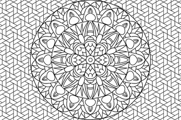 Mandala Coloring page for kids and adults Page for relaxation and meditation. Circular pattern. Decorative ornament ethnic oriental style. line art drawing coloring page. Vector illustration