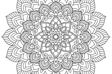Mandala Coloring page for kids and adults Page for relaxation and meditation. Circular pattern. Decorative ornament ethnic oriental style. line art drawing coloring page. Vector illustration