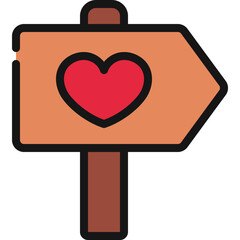 Heart Direction Sign Icon
