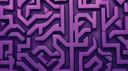 Abstract geometric maze in shades of purple. 3D digital art with lighting effect.