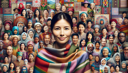 Photo real as Diverse Tapestry A vibrant display celebrating cultural diversity and global heritage in People and Portrait theme - obrazy, fototapety, plakaty