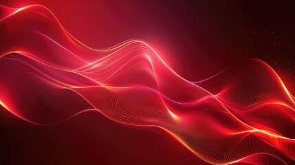 Abstract flowing red satin fabric background.
