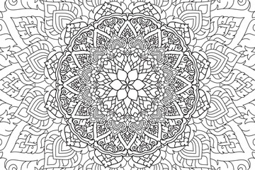 Mandala Coloring page for kids and adults Page for relaxation and meditation. Circular pattern. Decorative ornament ethnic oriental style. line art drawing coloring page. Vector illustration