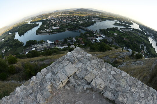 View from Rozafa Castle upon Buna River, Shkoder, Albania