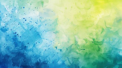 Abstract background, watercolor splashes and powder in blue, yellow and green colors with space in the style of an abstract expressionist artist - obrazy, fototapety, plakaty