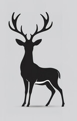 Vector illustration, black deer silhouette, wild animal symbol, isolated on white background.