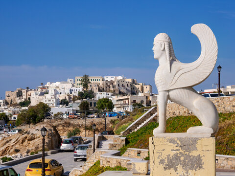 Sphinx of the Naxians at Chora, Naxos City, Naxos Island, Cyclades, Greek Islands