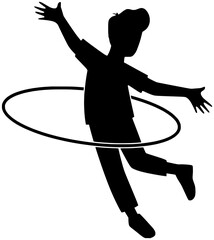 acrobat illustration circus silhouette performance logo show icon black gymnast young performer artist people hula hoop fitness exercise woman shape gymnastics body balance for vector graphic
