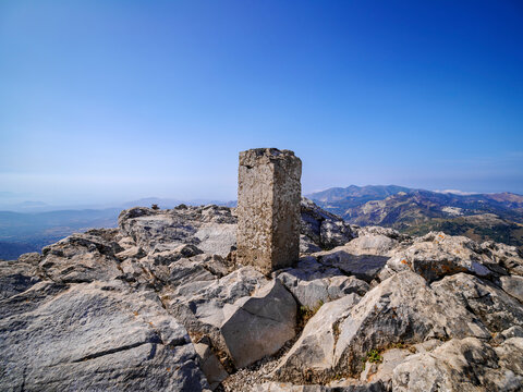 Landscape seen from the peak of Mount Zas (Zeus), Naxos Island, Cyclades, Greek Islands