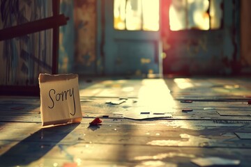 the word 'sorry' conveys remorse and empathy, seeking forgiveness and reconciliation in personal