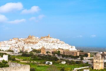 Ostuni white town skyline. Puglia, Italy - obrazy, fototapety, plakaty