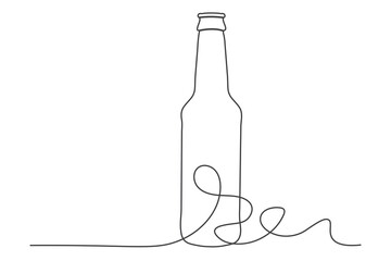 Hand drawn abstract wine bottle vector illustration. Minimal design elements suitable for continuous champagne hand drawing art, clip art, banners, cards, posters, covers, and prints