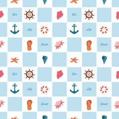 Underwater items seamless pattern, perfect for kids bedding, fabric, wallpaper, wrapping paper, textile, t-shirt print.