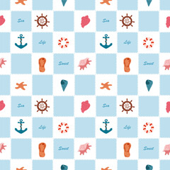 Underwater items seamless pattern, perfect for kids bedding, fabric, wallpaper, wrapping paper, textile, t-shirt print.