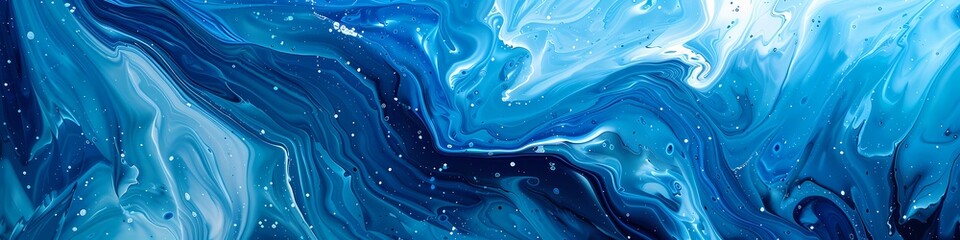 Abstract paint strokes in liquid blue, forming an intricate and captivating background. - obrazy, fototapety, plakaty