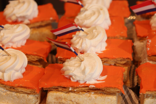 Orange tompouce pastry for Dutch King´s Day