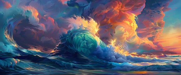 Chromatic waves crash against the shores of perception, igniting the imagination with their radiant intensity.