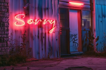 the word 'sorry' conveys remorse and empathy, seeking forgiveness and reconciliation in personal - obrazy, fototapety, plakaty