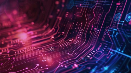 Characteristic of biometric fingerprint security systems with holographic digital identity, background with abstract circuit patterns and data flow lines, high-tech technology concept