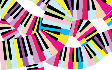 Multi-colored piano keys, abstract background