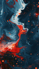 Fototapeta premium Abstract fluid art with vibrant red and navy hues, suitable for dynamic and creative backgrounds