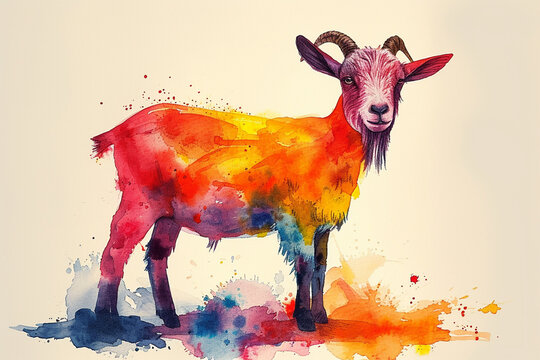 watercolor style of a goat
