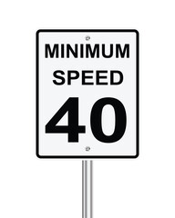 Traffic road sign minimum speed 40 on white