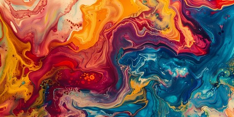 Bold strokes of radiant colors converge, swirling together in a breathtaking display of marble ink abstract brilliance.