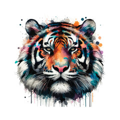 Tiger Head in watercolor style