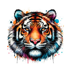 Tiger Head in watercolor style