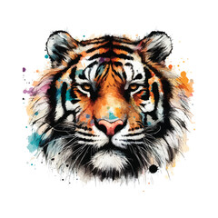 Tiger Head in watercolor style