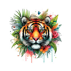 Tiger Head in watercolor style