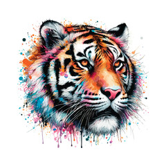 Tiger Head in watercolor style