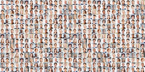 Portrait Collage vieler verschiedener Geschäftsleute als internationales Business Team - obrazy, fototapety, plakaty