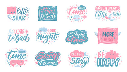 Sleeping lettering design collection, sweet dream icon
